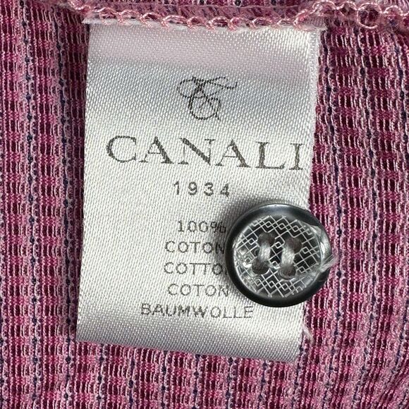 CANALI 1934 Geometric Polo Shirt Mens 50 Small Short Sleeve Italy Mauve Purple - Picture 9 of 11
